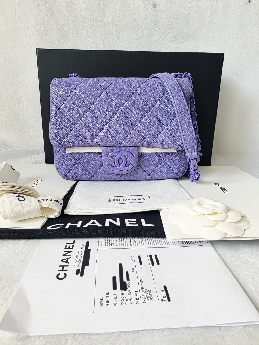 Auth CHANEL Quilted Caviar Incognito Mini Flap Crossbody Bag